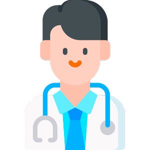 A imagem mostra um desenho de um homem de jaleco e estetoscópio pendurado no pescoço, indicando um médico | Médicos | Plano de Saúde Familiar | Whare Seguros